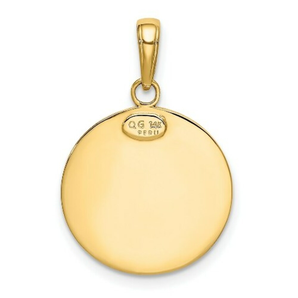 14K Yellow Gold Saint Christopher Medal Pendant 17mm width