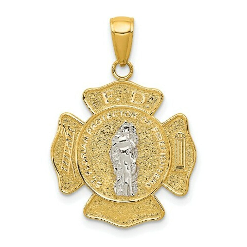 14K Two-tone Gold Saint Florian Medal Pendant