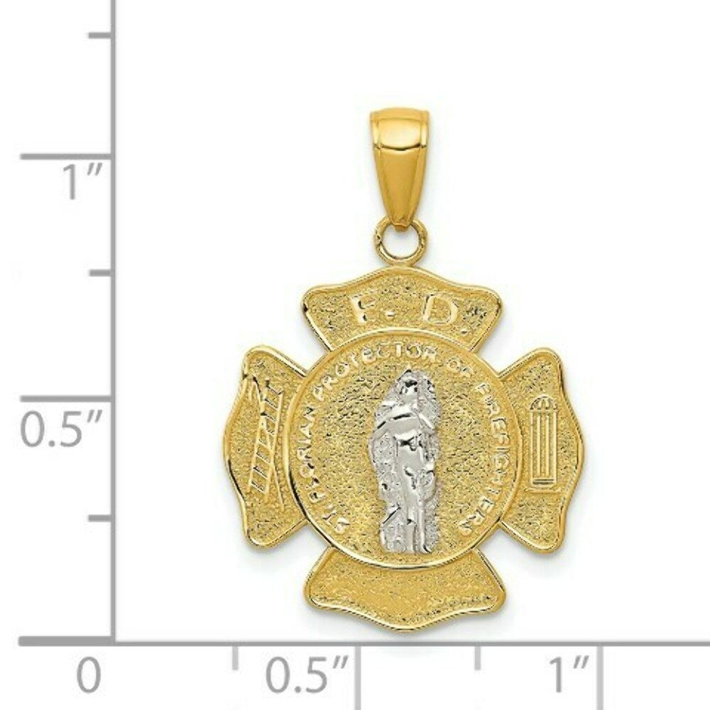 14K Two-tone Gold Saint Florian Medal Pendant