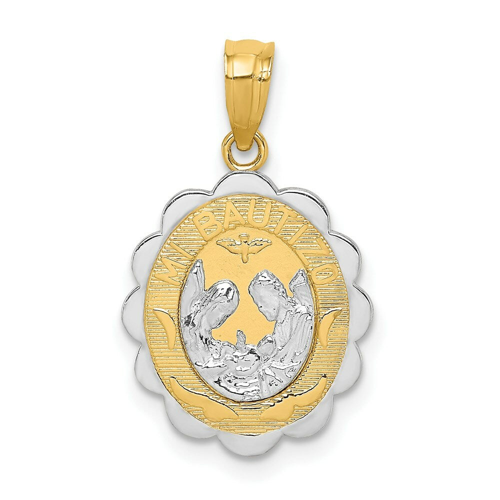 14K Yellow Gold Yellow & White Gold w/Rhodium Baptism Pendant