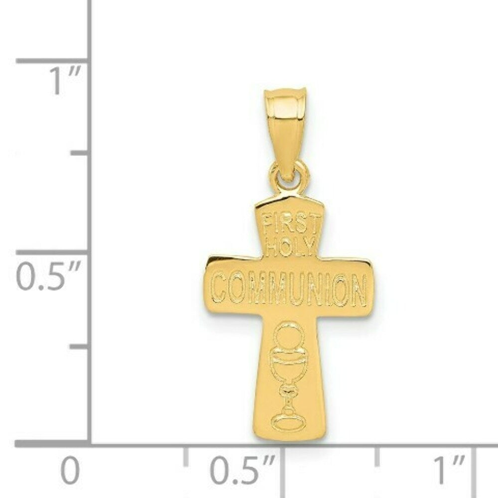 14K Yellow Gold First Holy Communion Cross Pendant