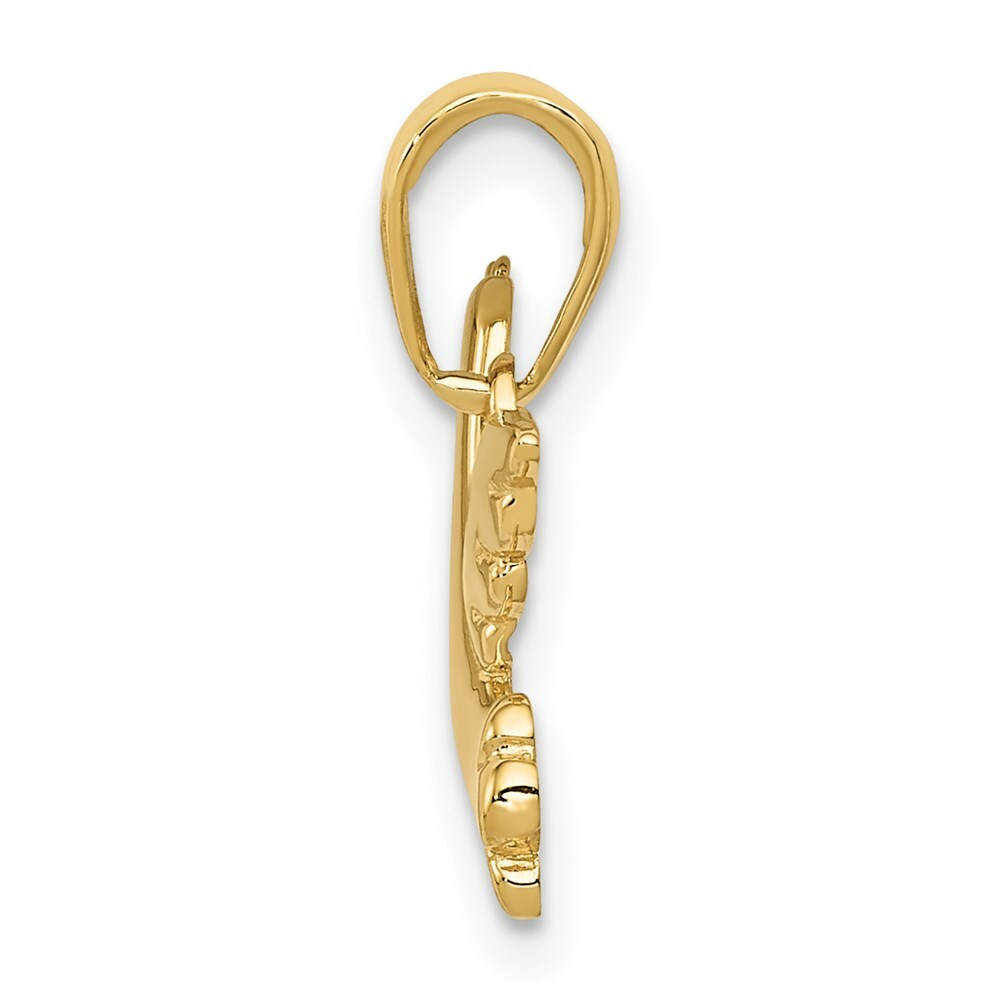 14K Yellow Gold Polished & Diamond-cut Dove Charm