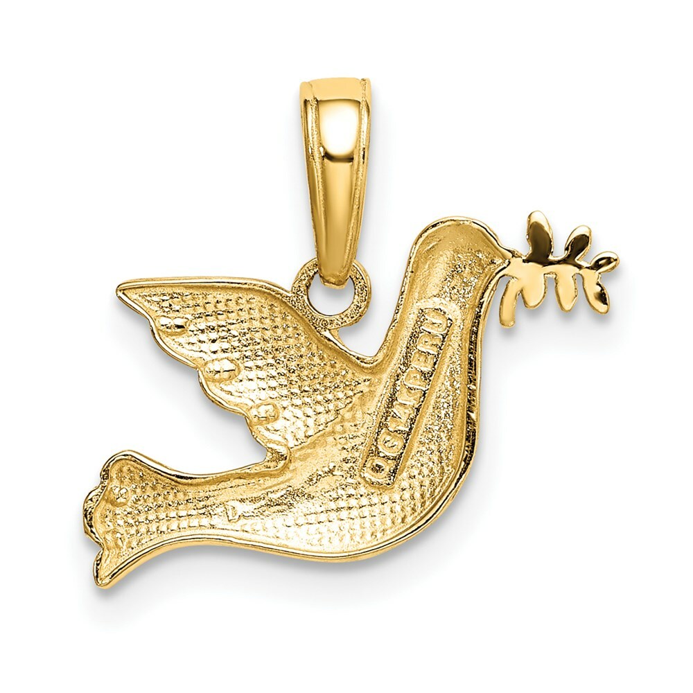 14K Yellow Gold Polished & Diamond-cut Dove Charm