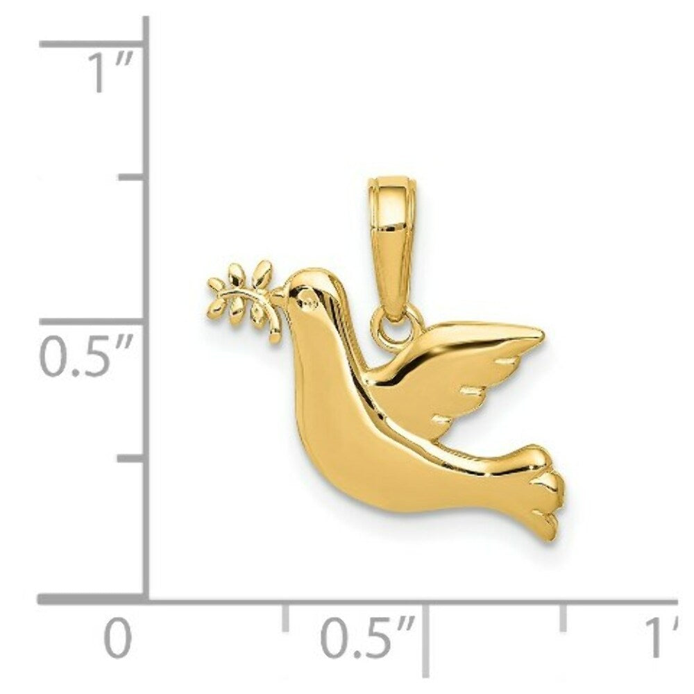 14K Yellow Gold Polished & Diamond-cut Dove Charm