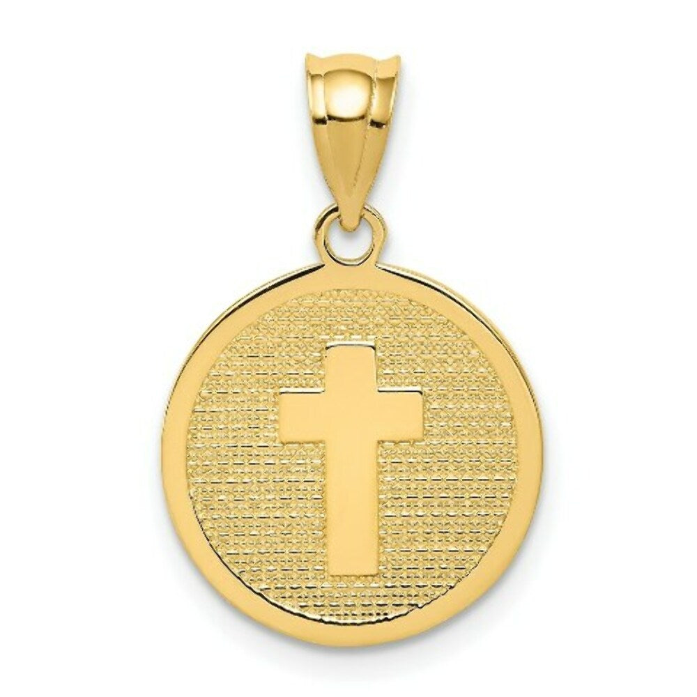 14K Yellow Gold Reversible Cross & God Bless Charm