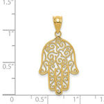 Load image into Gallery viewer, 14K Yellow Gold Filigree Hamsa Pendant
