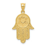 Load image into Gallery viewer, 14K Yellow Gold Hamsa with Star of David Charm
