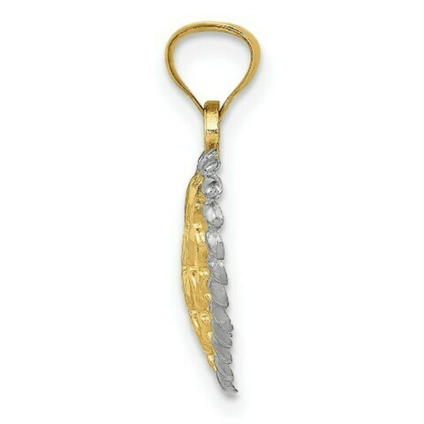 14K Yellow Gold & Rhodium Polished and Diamond-cut Heart Pendant