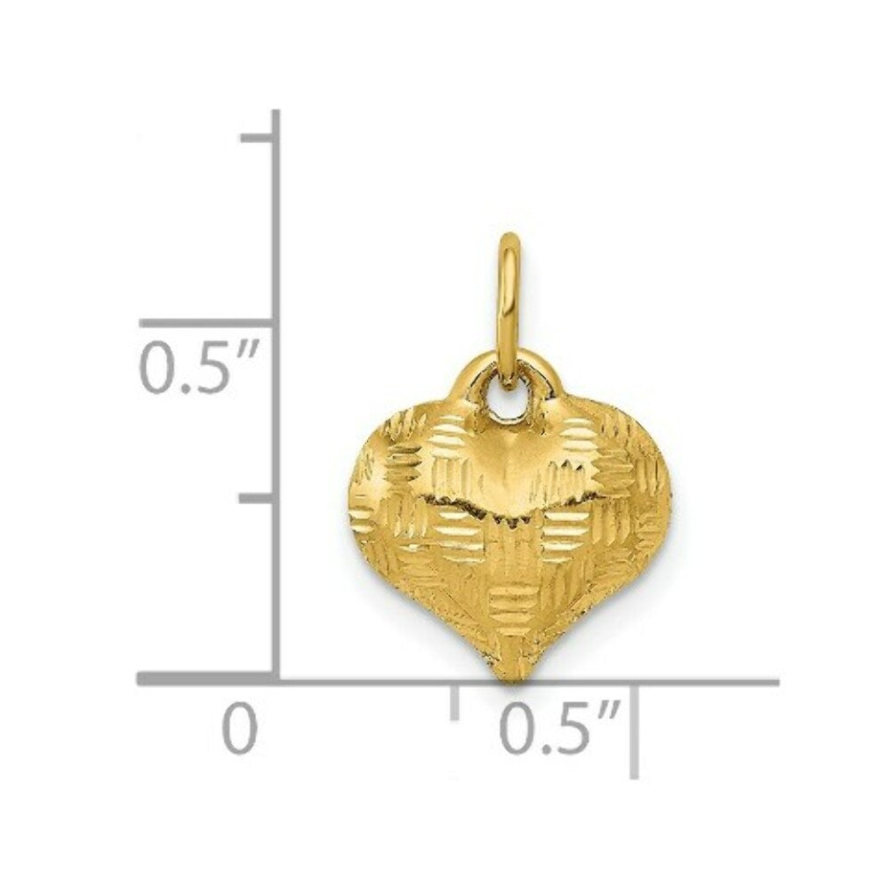 14K Yellow Gold Textured Puff Heart Pendant