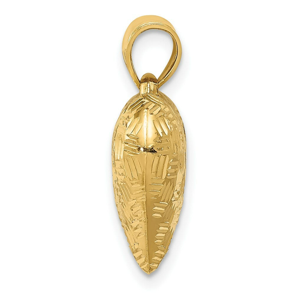 14K Yellow Gold Textured Puff Heart Pendant