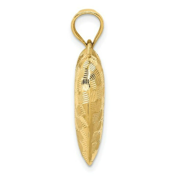 14K Yellow Gold Textured Puff Heart Pendant