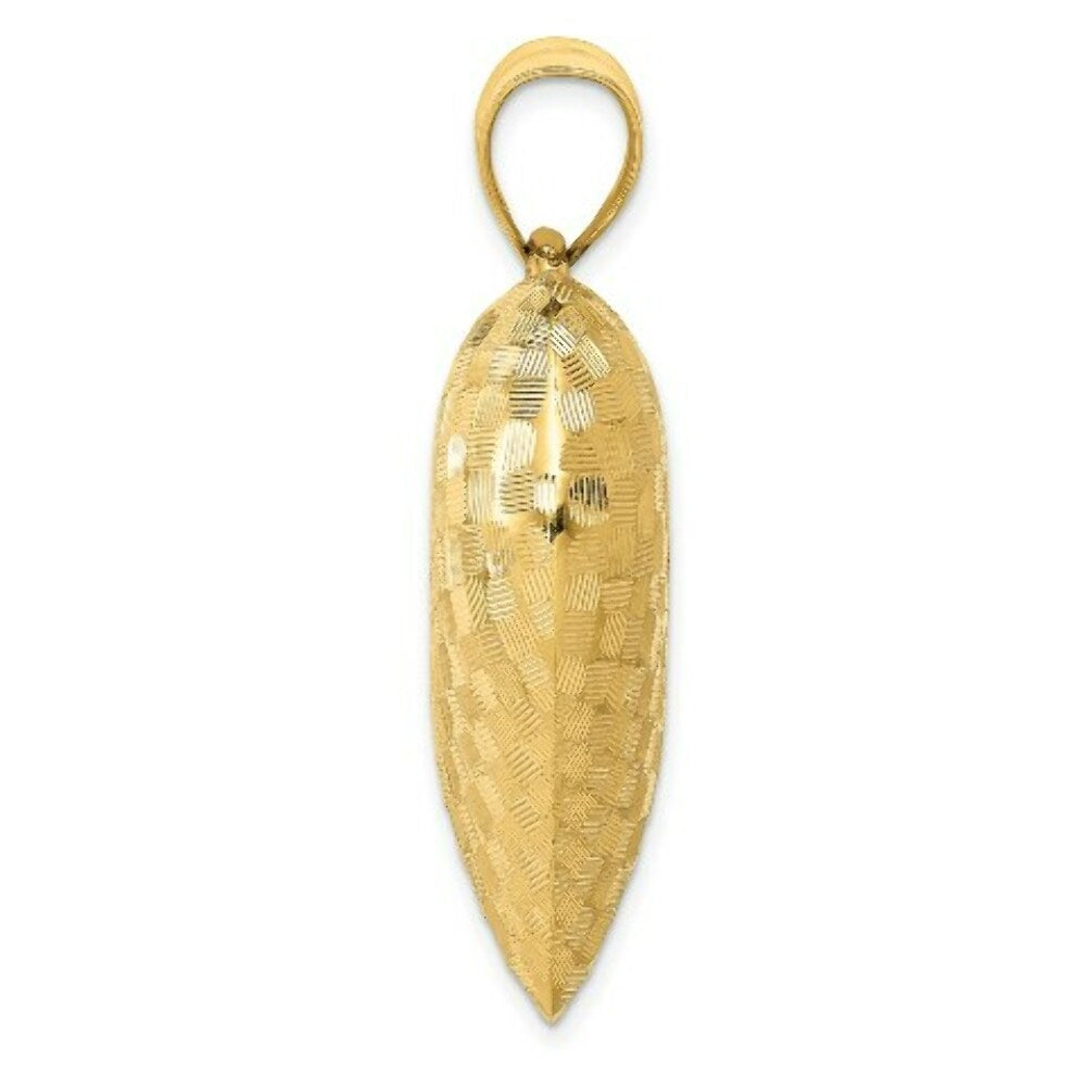 14K Yellow Gold Textured Puff Heart Pendant