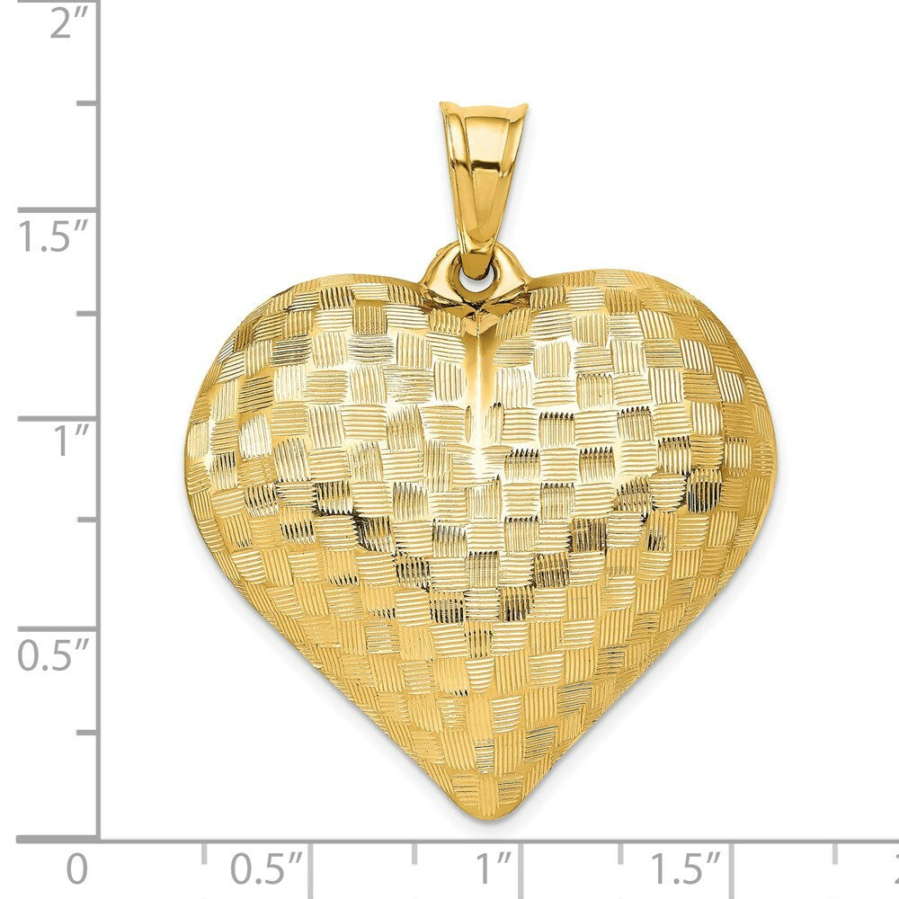 14K Yellow Gold Textured Puff Heart Pendant