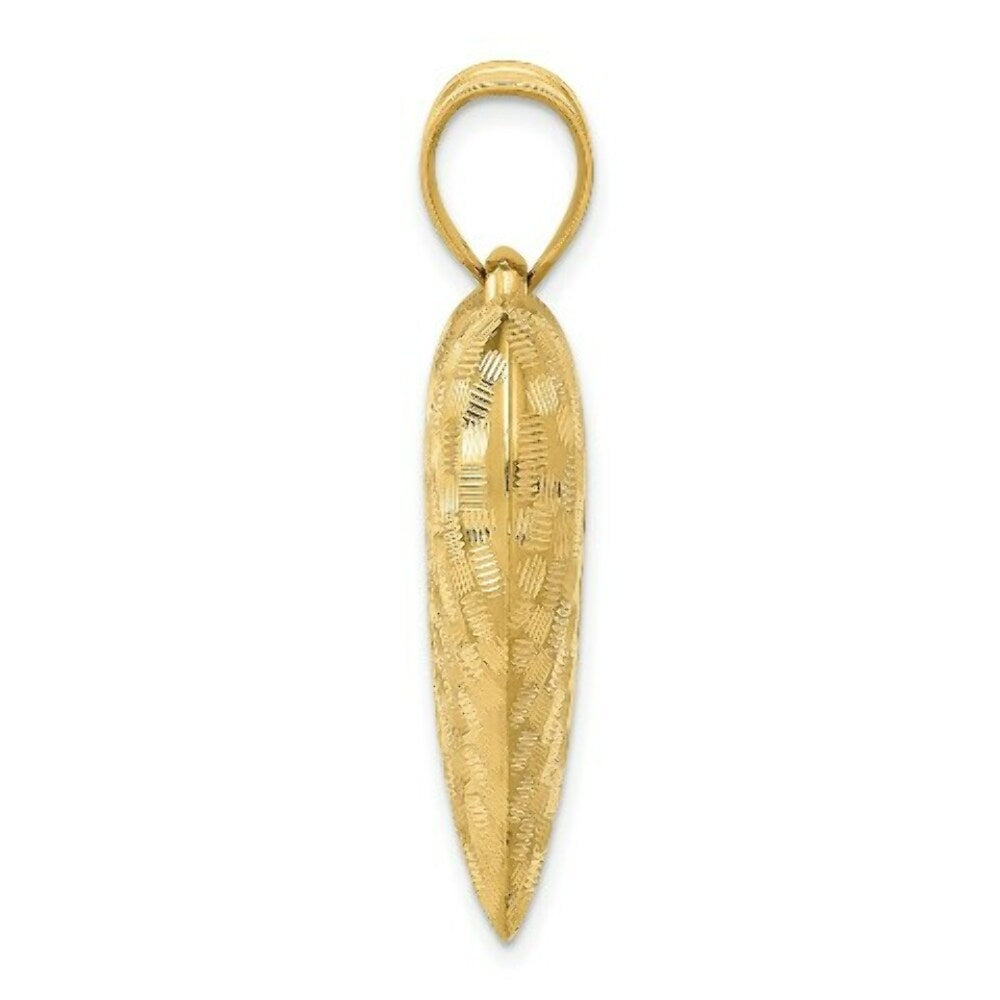 14K Yellow Gold Textured Puff Heart Pendant