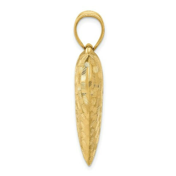 14K Yellow Gold Textured Puff Heart Pendant