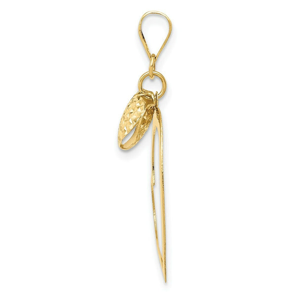 14K Yellow Gold Open Heart & Puffed Heart Pendant