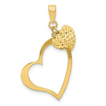 Load image into Gallery viewer, 14K Yellow Gold Open Heart &amp; Puffed Heart Pendant
