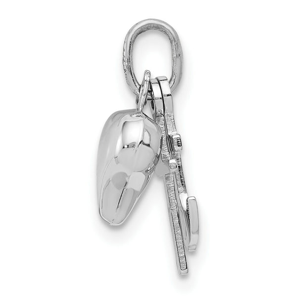 14K White Gold Heart, Cross and Anchor Pendant