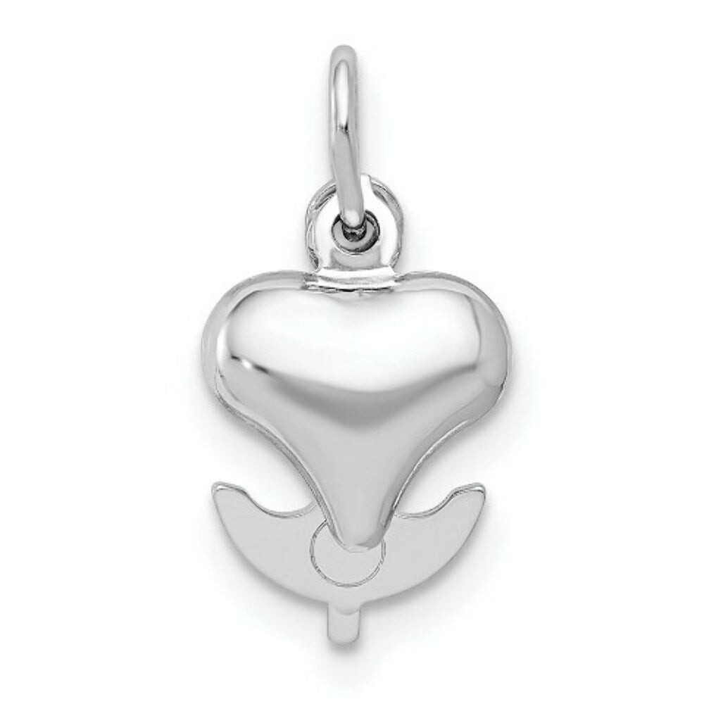 14K White Gold Heart, Cross and Anchor Pendant