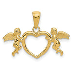 Load image into Gallery viewer, 14K Yellow Gold Flying Cherubs Holding Heart Pendant
