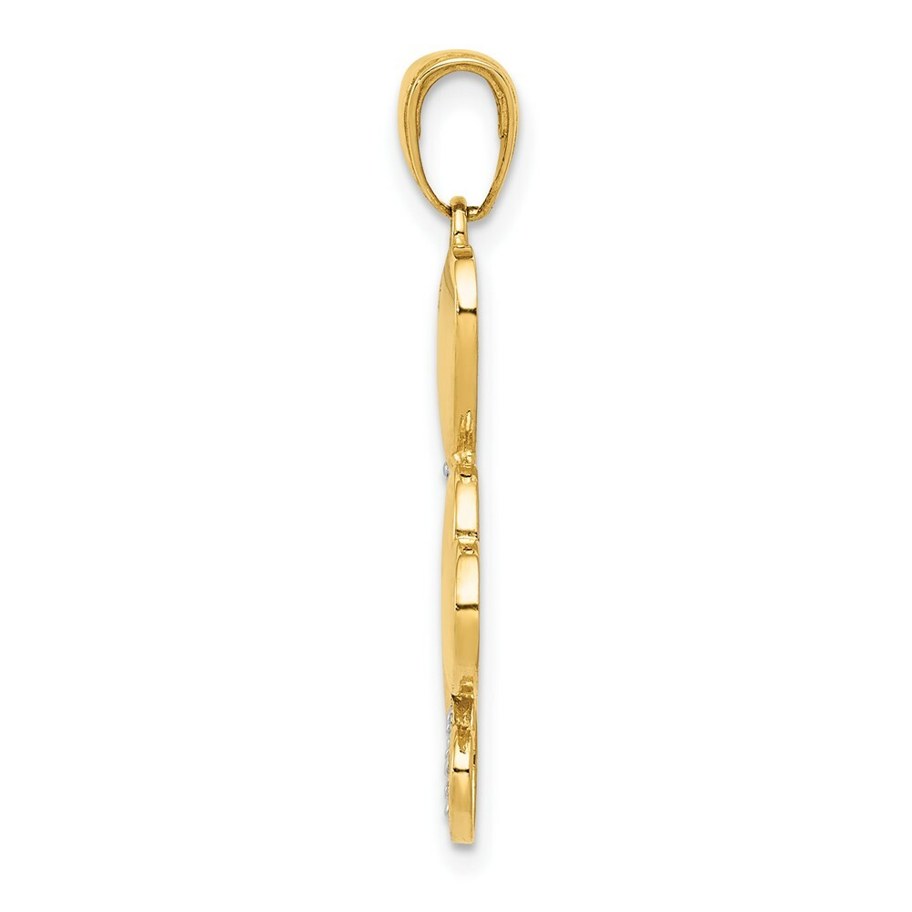 14K Two-tone Gold Polished Heart Cluster Pendant