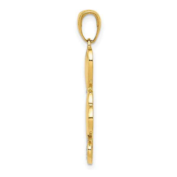 14K Two-tone Gold Polished Heart Cluster Pendant