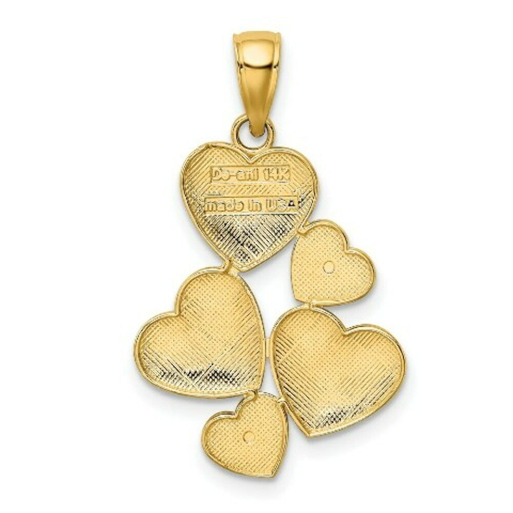 14K Two-tone Gold Polished Heart Cluster Pendant