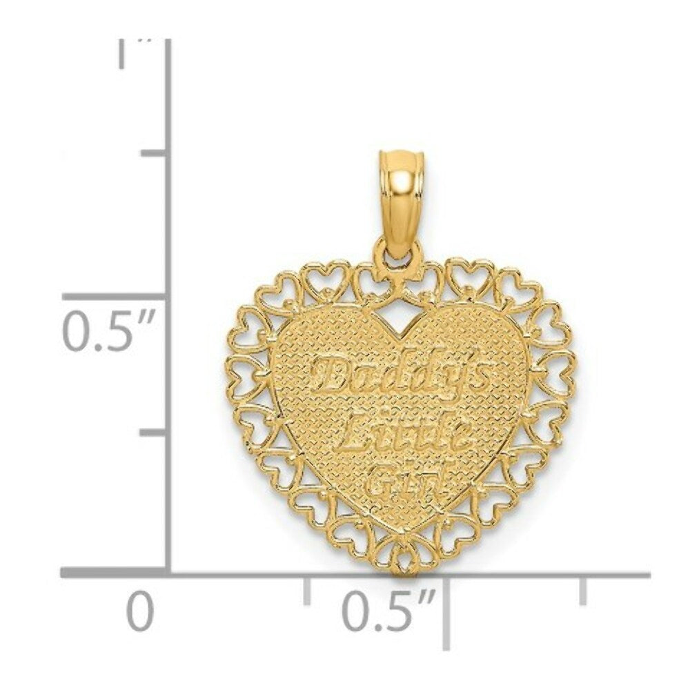 14K Yellow Gold Gold Polished Daddy's Little Girl Textured Heart Charm Pendant