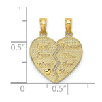 Load image into Gallery viewer, 14K Yellow Gold Break-Apart Keep Watch Over Me Heart Charm Pendant
