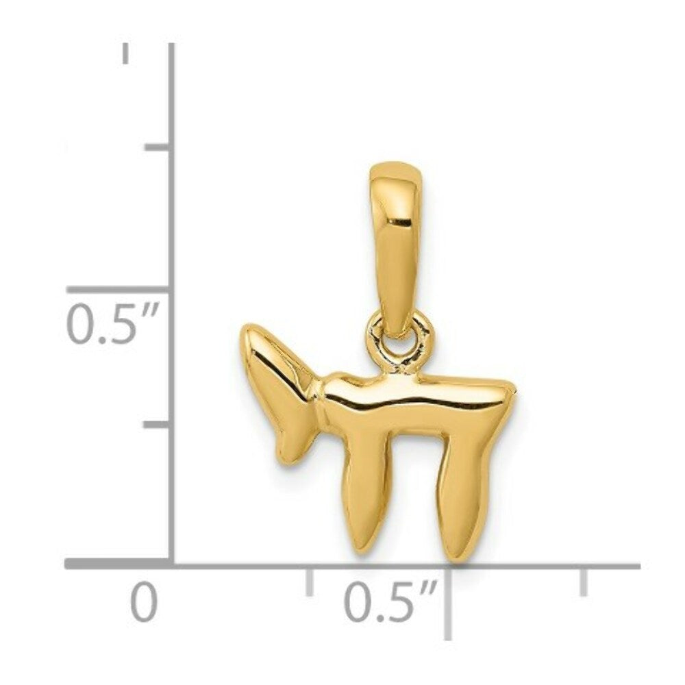 14K Yellow Gold Chai Pendant 18mm length