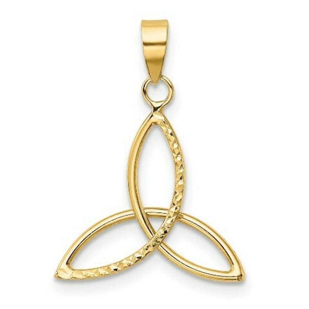 14K Yellow Gold 3 Point Diamond Cut Open Star Pendant