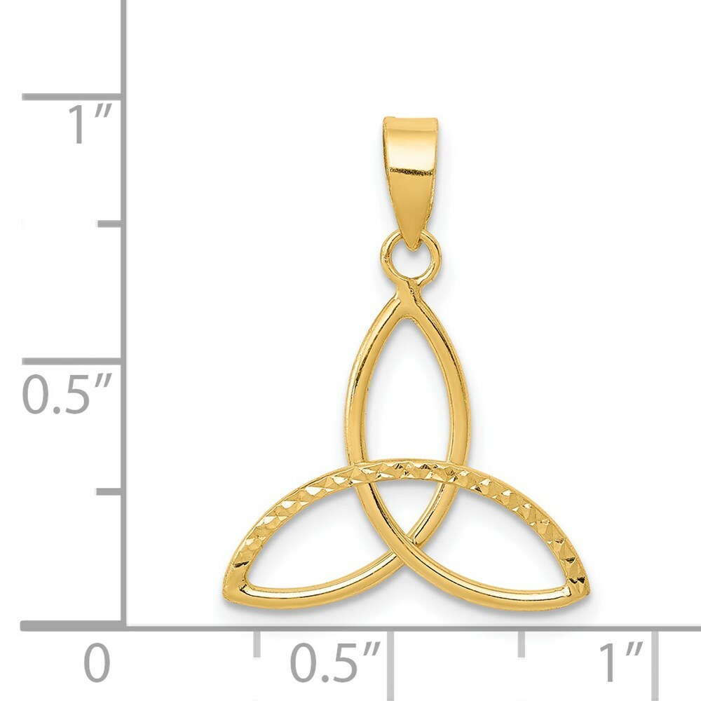 14K Yellow Gold 3 Point Diamond Cut Open Star Pendant