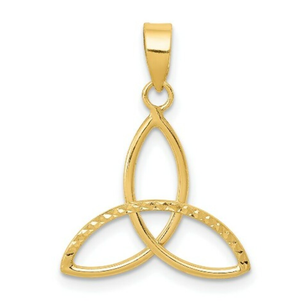 14K Yellow Gold 3 Point Diamond Cut Open Star Pendant