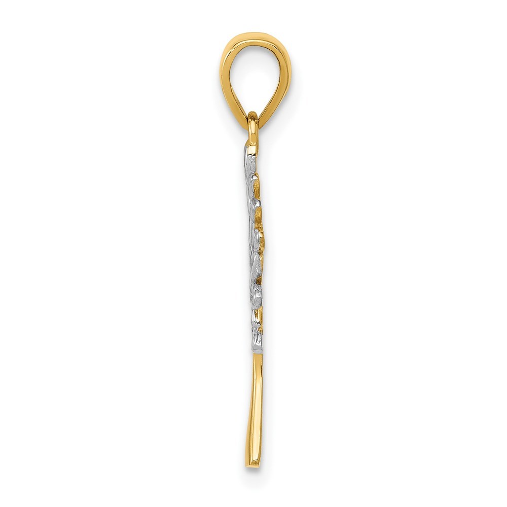 14K Yellow Gold & Rhodium Diamond Cut Tree Pendant
