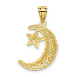 Load image into Gallery viewer, 14K Yellow Gold Polished &amp; Textured Moon &amp; Stars Pendant
