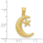 Load image into Gallery viewer, 14K Yellow Gold Polished &amp; Textured Moon &amp; Stars Pendant
