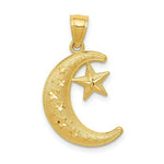 Load image into Gallery viewer, 14K Yellow Gold Polished &amp; Textured Moon &amp; Stars Pendant
