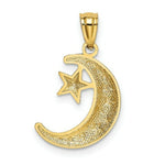 Load image into Gallery viewer, 14K Yellow Gold Polished &amp; Textured Moon &amp; Stars Pendant
