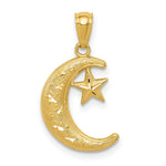 Load image into Gallery viewer, 14K Yellow Gold Polished &amp; Textured Moon &amp; Stars Pendant
