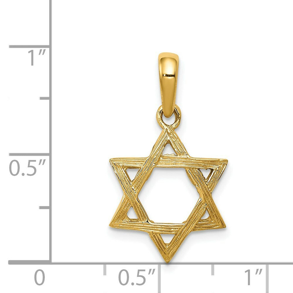 14K Yellow Gold Star of David Pendant 26mm length