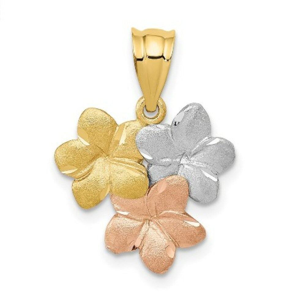 14K Tri-Color Gold Flower Pendant