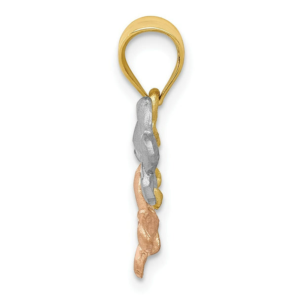 14K Tri-Color Gold Flower Pendant