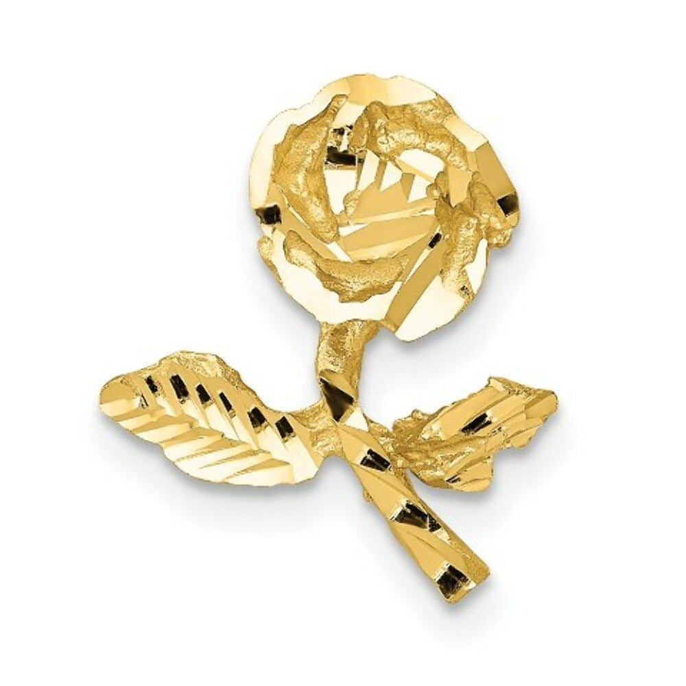 14K Yellow Gold Satin & Diamond-cut Rose Chain Slide
