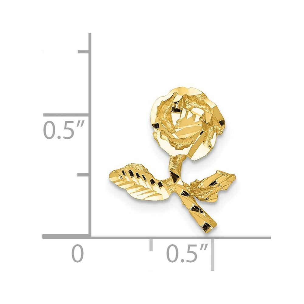 14K Yellow Gold Satin & Diamond-cut Rose Chain Slide