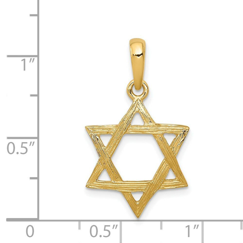 14K Yellow Gold Star of David Pendant 24mm length
