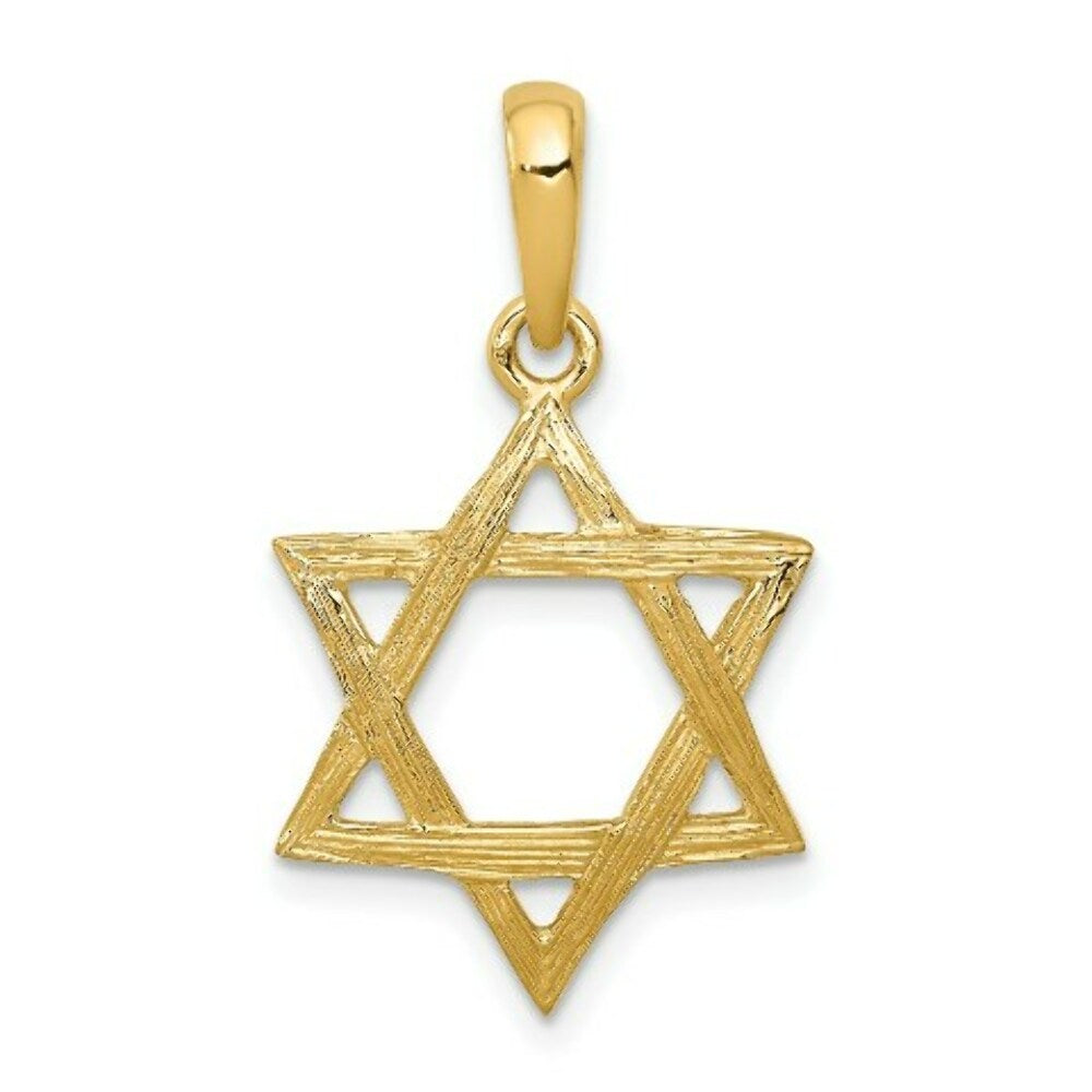 14K Yellow Gold Star of David Pendant 24mm length