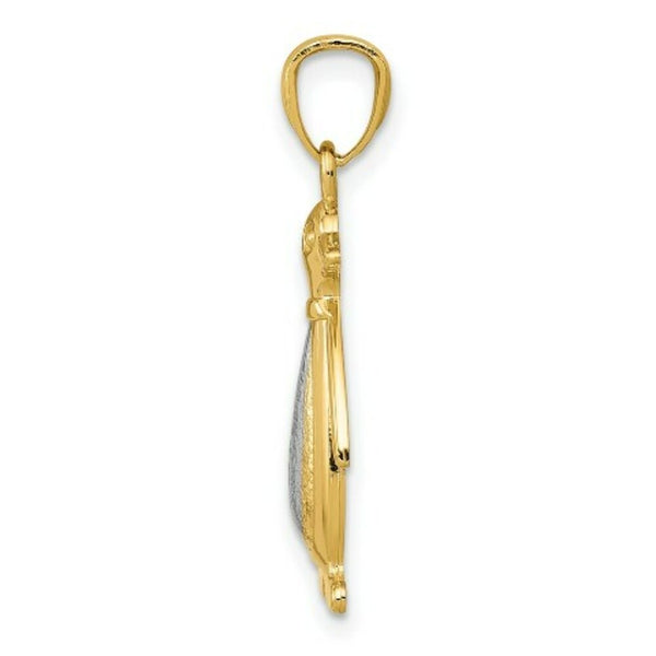 14K Yellow and White Gold Textured Penguin Pendant