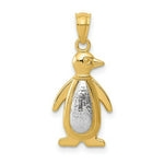 Load image into Gallery viewer, 14K Yellow and White Gold Textured Penguin Pendant
