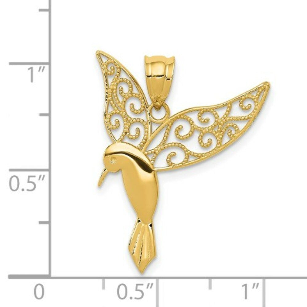 14K Yellow Gold Polished Hummingbird Pendant