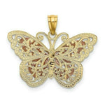 Load image into Gallery viewer, 14K Yellow Gold Y/R Gold w/ Rhodium Polished Cut-out 2-level Butterfly Pendant
